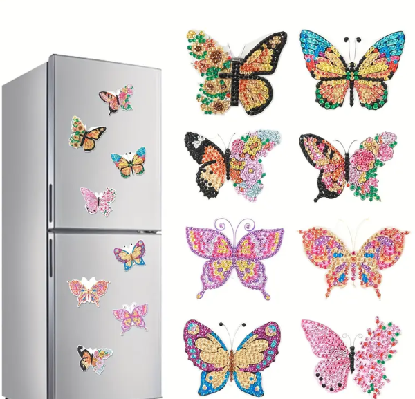 Diamond Painting 8er-Set Bunte Schmetterlinge